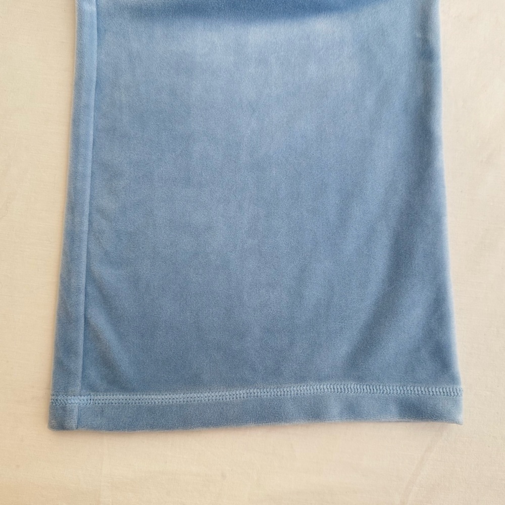 Juicy Couture Velour Spellout Track Pants Size M Light Blue Rhinestone Y2K Bling - Picture 6 of 10